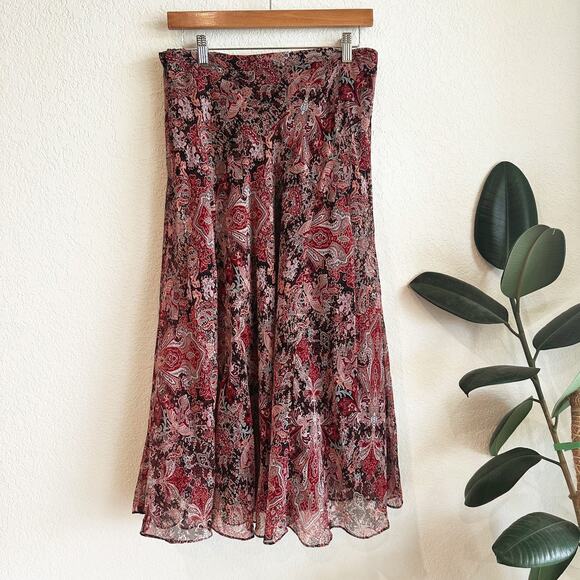 VTG Y2K Charter Club 100% Silk Midi Skirt Size 8P Fairy Grunge Whimsy Romantic - Picture 2 of 5